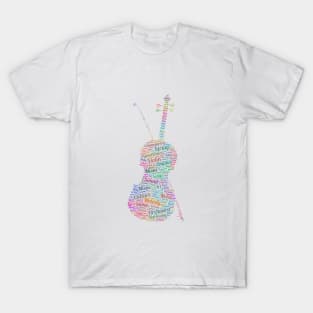 Violin Orchestra Silhouette Shape Text Word Cloud T-Shirt